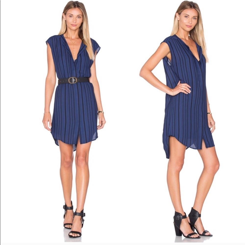 BB Dakota “Broxton” stripe crepe shirt dress.